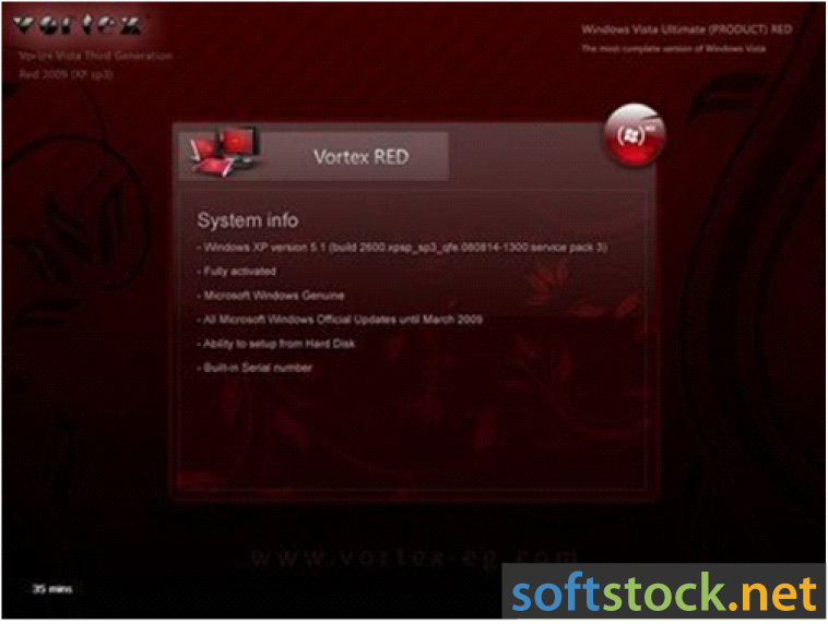 Window Vortex soft-8: Windows Vortex Vista Third Generation (3G-RED) 2009