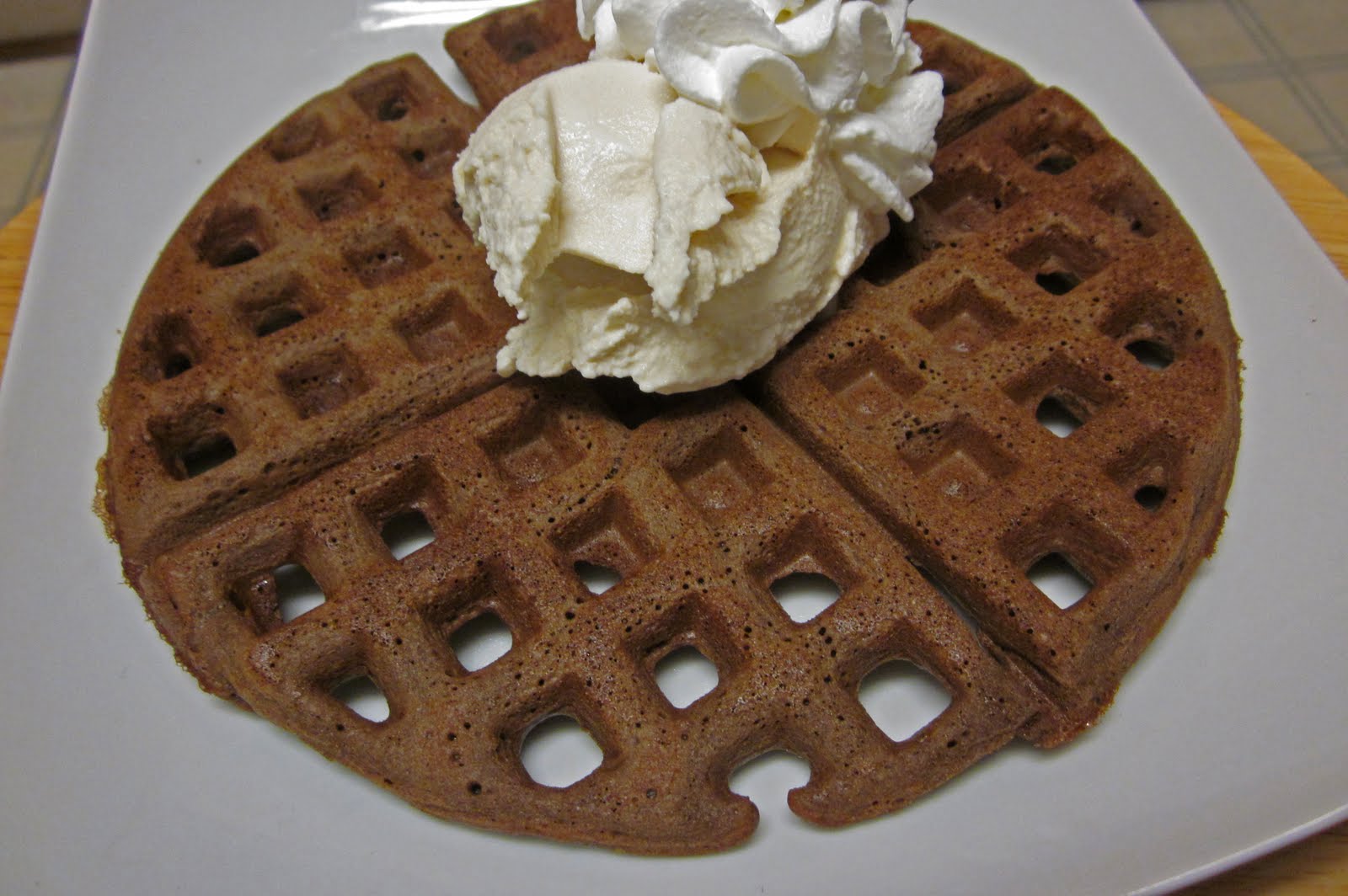 Gluten Free Dark Chocolate Waffles with Hazelnut Ice Cream No One