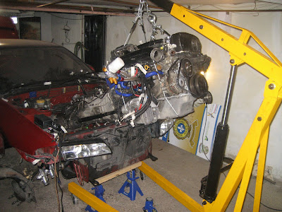 Install Nissan Engine into car with Engine crane