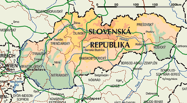 Karte der Slowakei