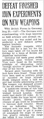 Defeat Finished Hun Experiments On New Weapons (A) - Hamilton Spectator 8-20-1945