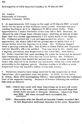 Investigation of UFO Reported Landing on 24 March 1967 (Malmstrom AFB)[A]