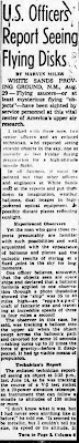US Officers Report Seeing Flying Disks (A)- The Los Angeles Times 8-30-1949