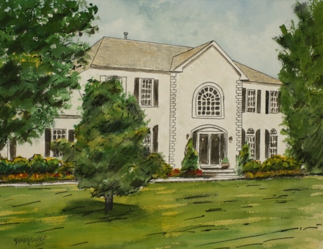 Watercolor Paintings Art by Derek McCrea House pen and ink drawing