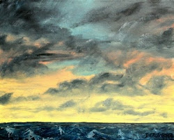 seascape oil painting skyscape paintings watercolor beach dark canvas cloudy painted sunset beaches navy