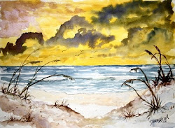 beach sand painting dunes paintings abstract watercolor seascape mccrea derek silk fine prints watercolors famous scarves acrylic designer florida derekmccrea