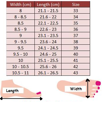 Shoe Story - Exclusive Designs,Affordable Price!: Size Chart