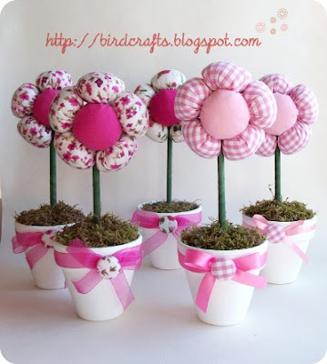 Someday Crafts: Guest Blogger - Bird Crafts - Plush Flowers In Pots