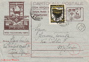 Cartolina postale con risposta dell'isola di Rodi, spedita il 31 maggio 1944 . (rodi )
