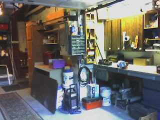 workshop view of garage makeover and new cabinet