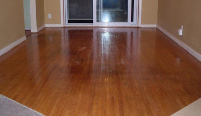 refinished oak plank wood floor, the glare makes me squint!