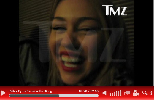 Miley Cyrus is in a video smoking a bong. Cool! According to TMZ.com, 