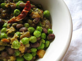 Mung and Azuki Beans with Fresh Peas and Spices