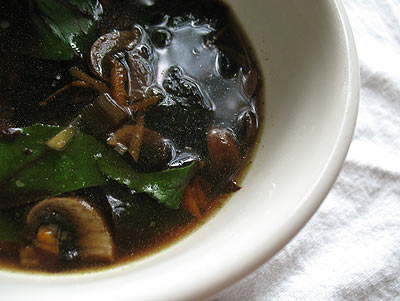 Miso Seaweed Broth with Mushrooms and Carrots