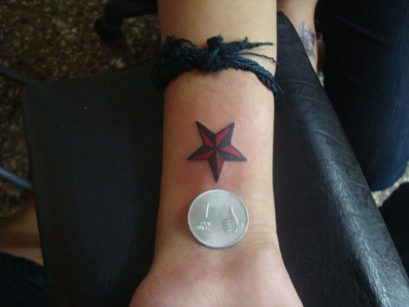 Star Tattoos Black And White. 3-D Nautical star tattoos