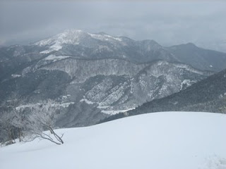 天児屋山から見る鳥取、兵庫県境尾根と三室山～竹呂山稜線