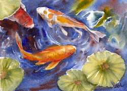 koi fish watercolor painting paintings pond janet water lily watercolour butterfly oil watercolors pads underwater floating zeh ponds artist zehoriginalart
