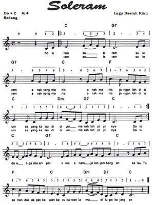 Partitur Lagu Soleram