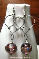 Wire Wrapped Earrings Heart Shaped Wire Wrapped Dangle Earrings