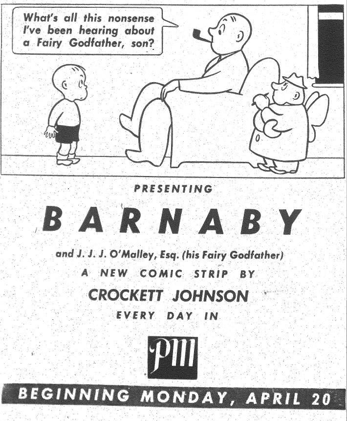 Mike Lynch Cartoons 1942 BARNABY Debut Ads