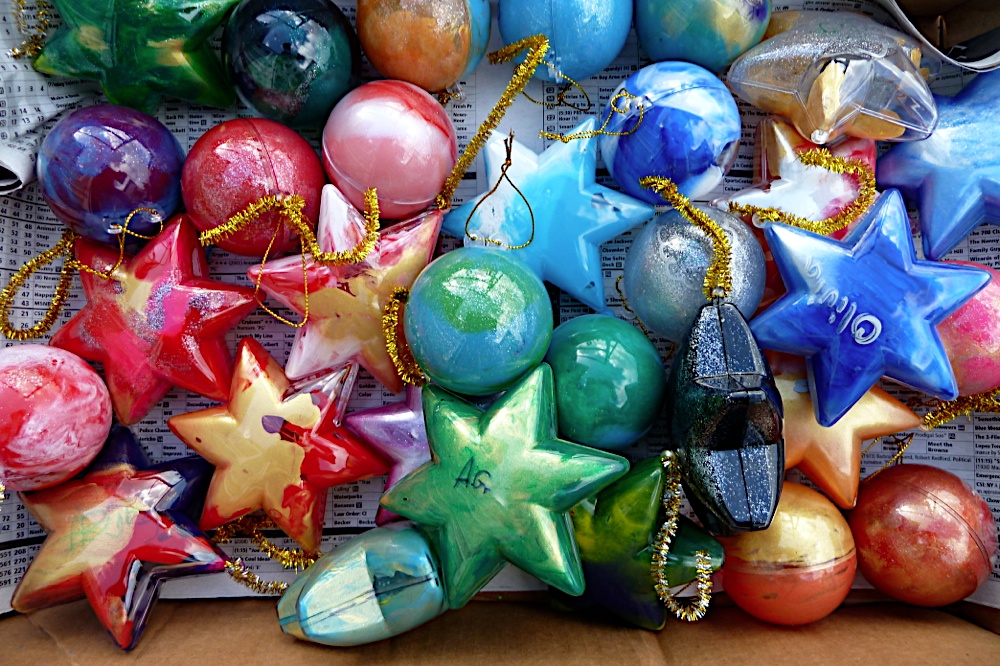 The Accidental Art Teacher Week 11 Plastic painted ornaments