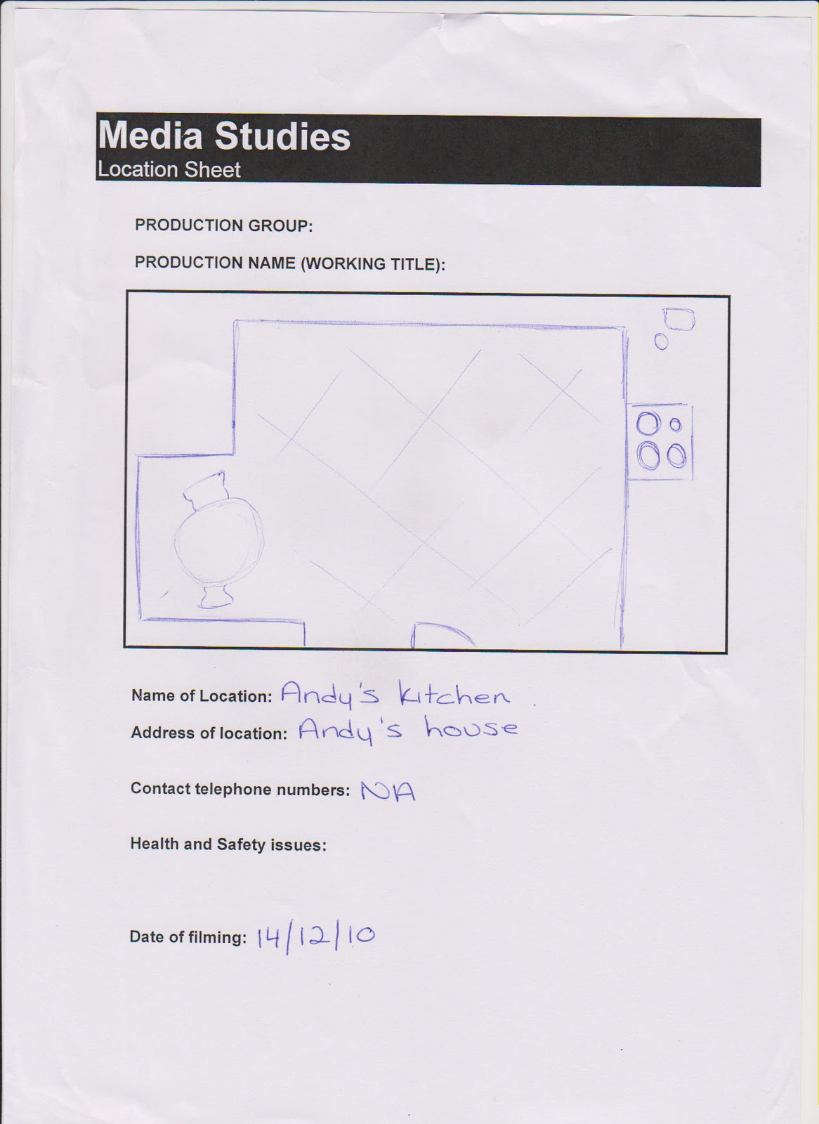 Thriller: Section 7:Reece and Location Sheets