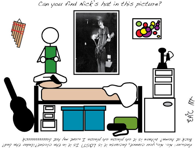 Where is Nick's hat?