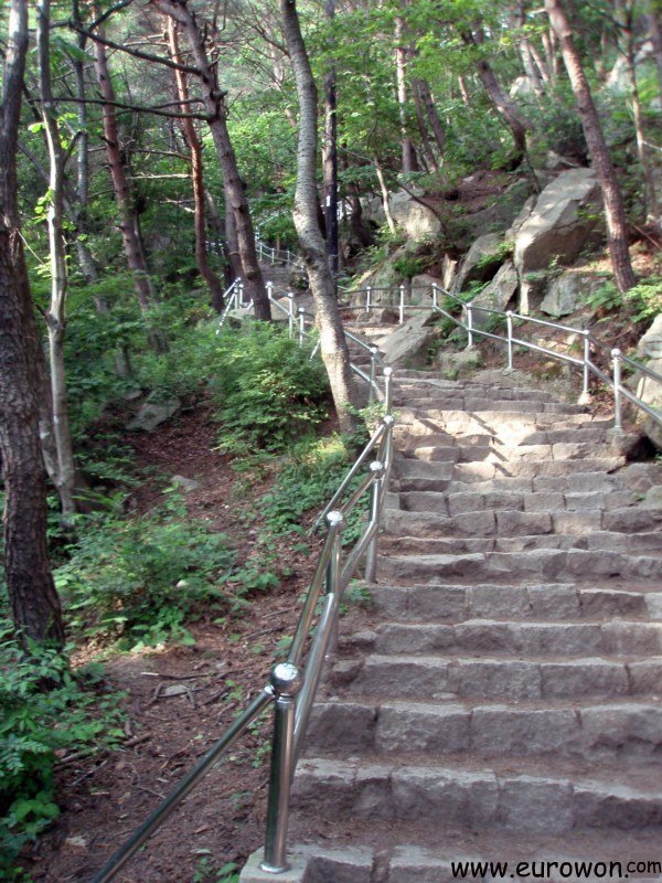 Escaleras de subida al Gatbawi del monte Palgongsan de Daegu