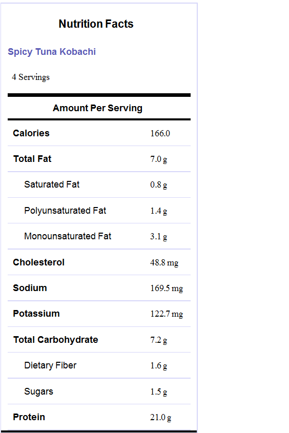 Erin's Eatery Spicy Tuna Kobachi