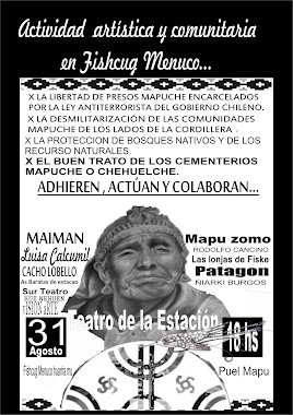 Afiche de actividades en apoyo de presos politicos Mapuche.
