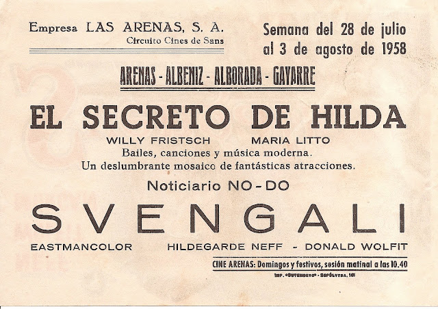 Programa de Cine - Svengali - Año 1954 - Hildagarde Neff - Donald Wolfit