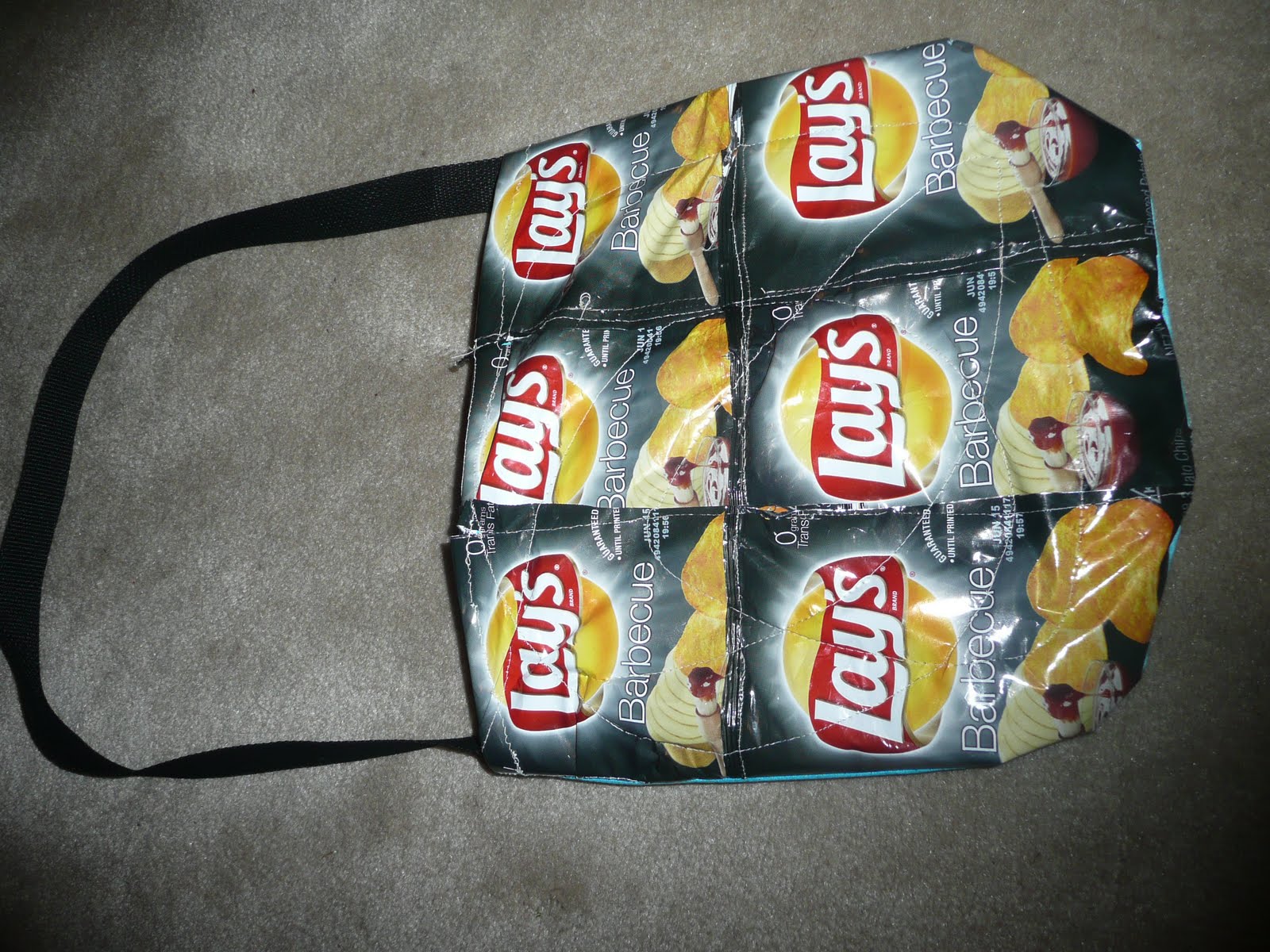 ABE` BAGS Quilted capri sun and chip bags with vinyl billboard backing
