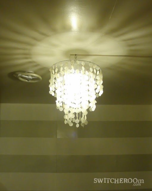 DIY chandelier, capiz chandelier, chandelier makeover, switcheroom