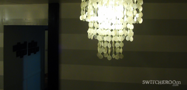 DIY chandelier, capiz chandelier, chandelier makeover, switcheroom