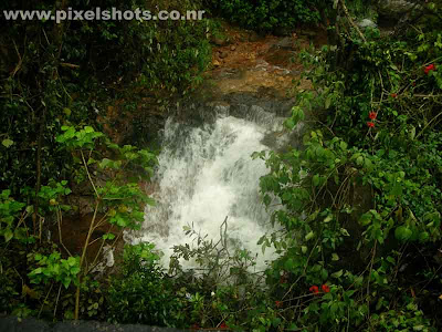 small waterfalls closeup photograph photographed from a small stream of water in munnar hills kerala