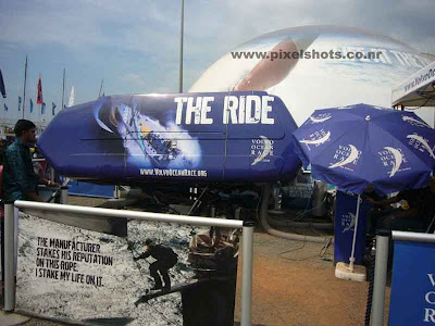 ocean race simulator and dome setup in the ocean race village at kerala cochin for visitors and tourists by race crew