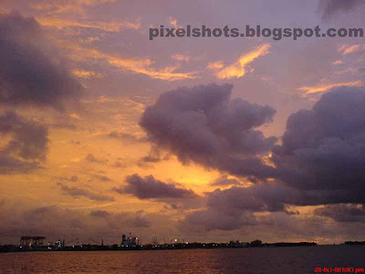 afterglow sunset horizon from kerala cochin,tropical sunset photographs,south indian sunsets,sky after sunset,beautiful evening sky with small clouds