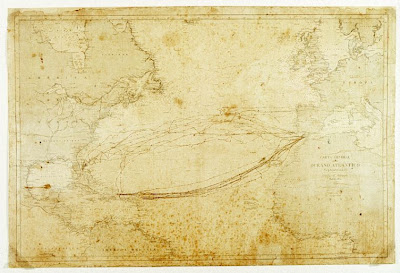 Carta General del Océano Atlántico Septentrional 1864, amb derrotes dibuixades