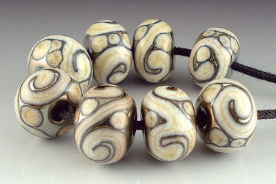 Triton and Ivory Glass Beads/BeadAbundant