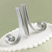 Brushed Aluminum Single Monogram Initial Cake Topper