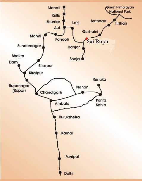 Map of the Tirthan Valley