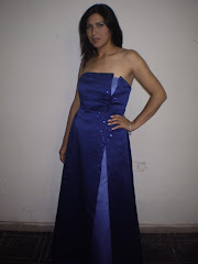 VESTIDO RASSO AZUL  CON CELESTE APLICACIONES  PEDRERIA