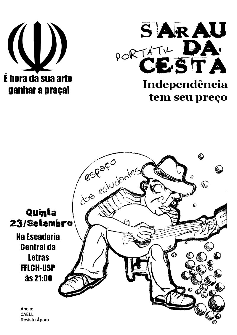 Sarau Portátil da Cesta Dia 23 de setembro(quinta) às 21h na Escadaria Central da LETRAS-FFLCH/ USP