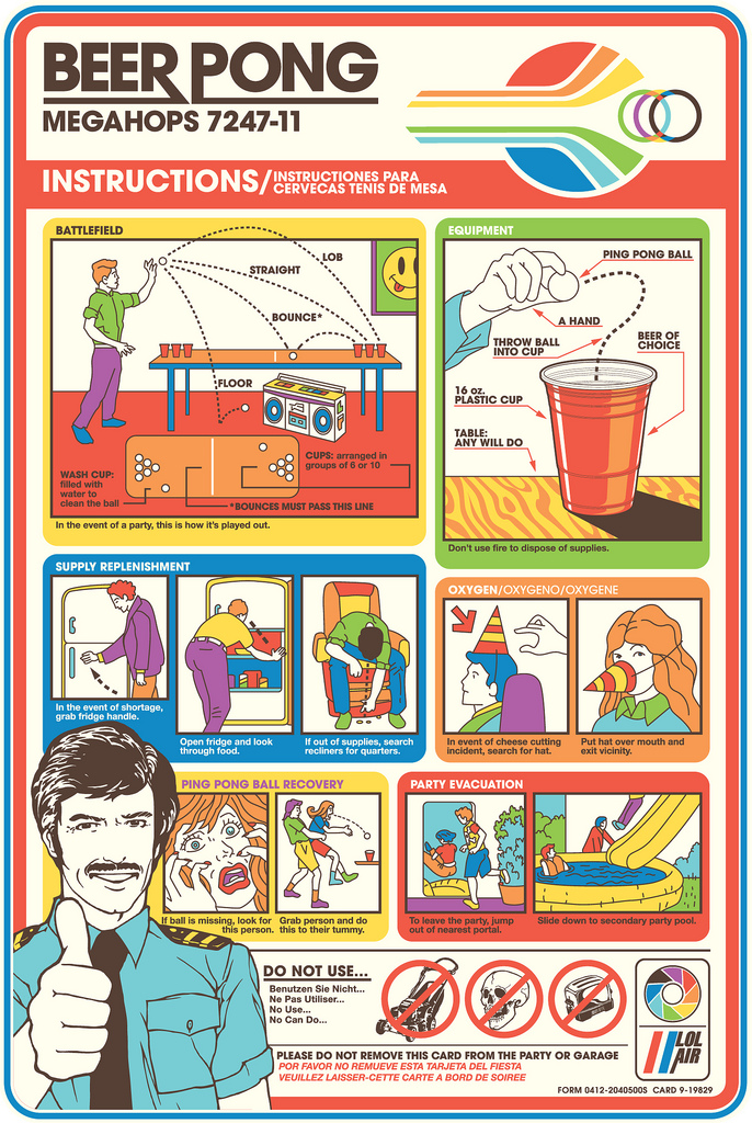Flyer Goodness Beer Pong Instructions/Infographic Airplane Safety