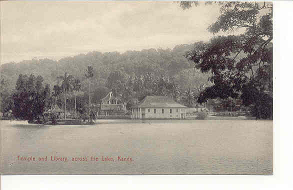 CEYLON Kandy - Temple & Library across the Lake 1910
