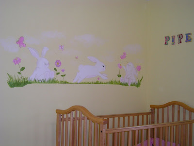 Baby's room bunny wall mural