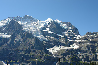 Snow capped peaks on the route to Jungfrau