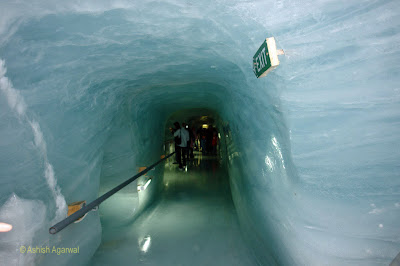Tunnel leading inside the Ice Palace (with ice on all sides) in Jungfrau