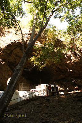 View of the entrance to the main cave of the Bada Mahadev complex in Pachmarhi