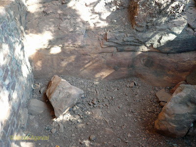 The spot in Bhimbetka where a pre-historic skeleton was excavated